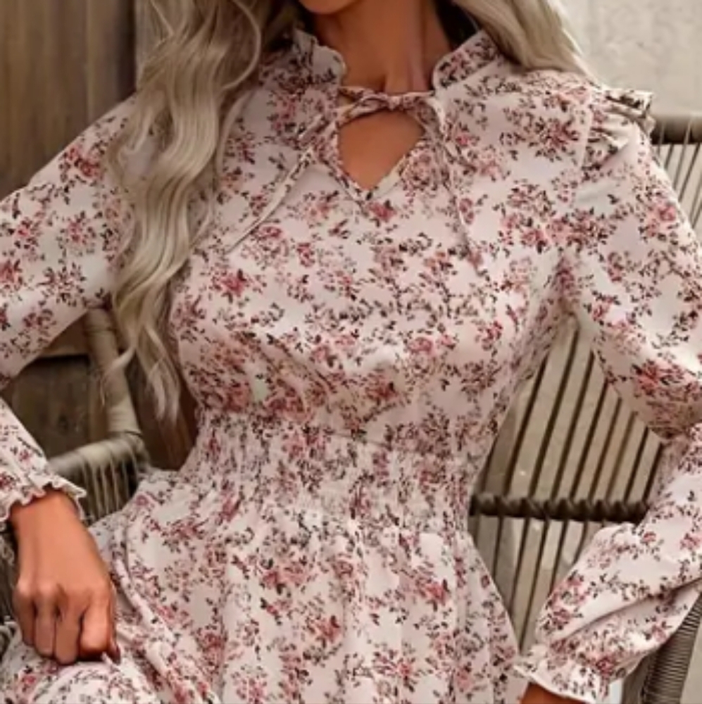 Floral Maxi Dress Long Sleeve A-line